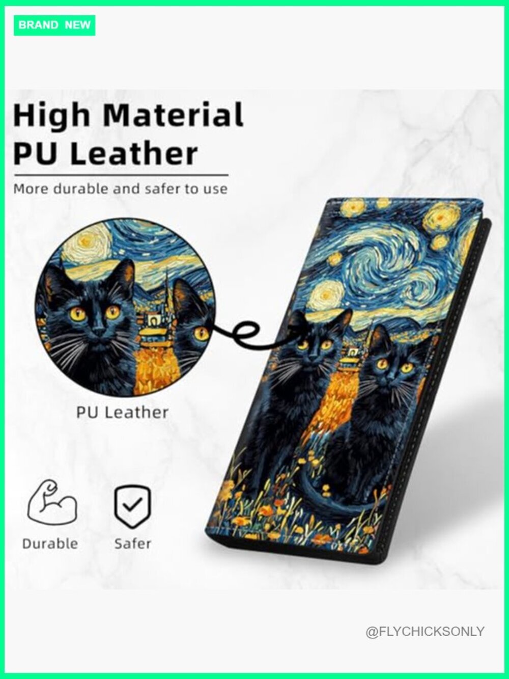 PU Leather Long Bifold RFID Blocking Wallet with Secure Snap Closure, 10 Card - Picture 5 of 7